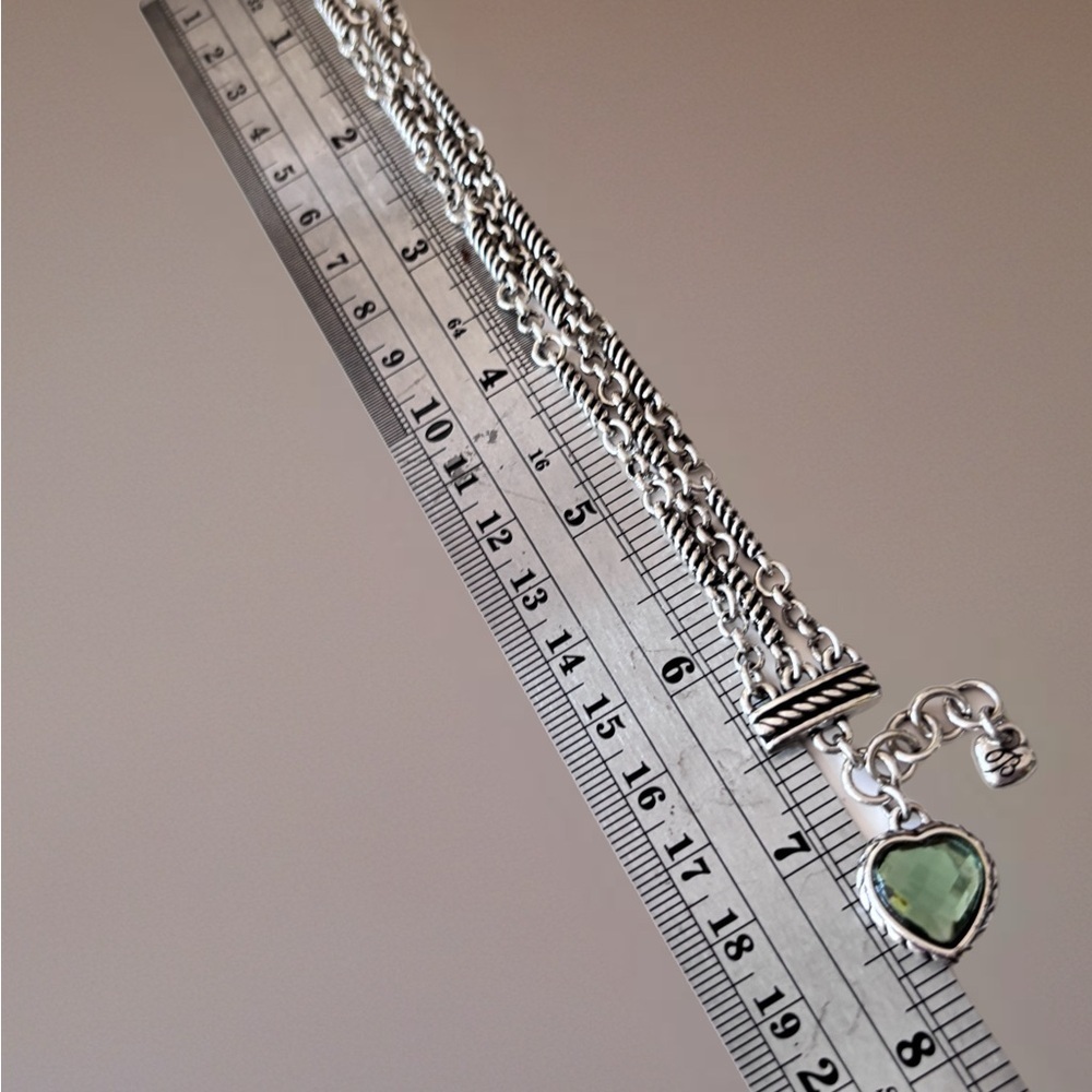 Brighton Newport multi-strand emerald green crystal heart charm bracelet. - Picture 7 of 7